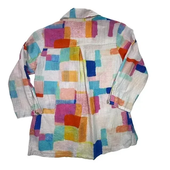 Parsley & Sage Multicolor Abstract Print Button Down Shirt 100% Cotton Small - Picture 2 of 9